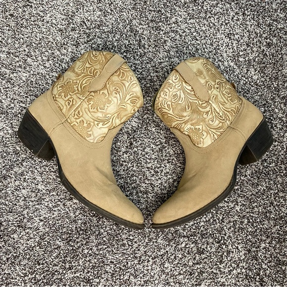 Dingo Valerie Paisley Tan Western Booties Floral Tooled Leather Women’s 9 - Picture 4 of 8